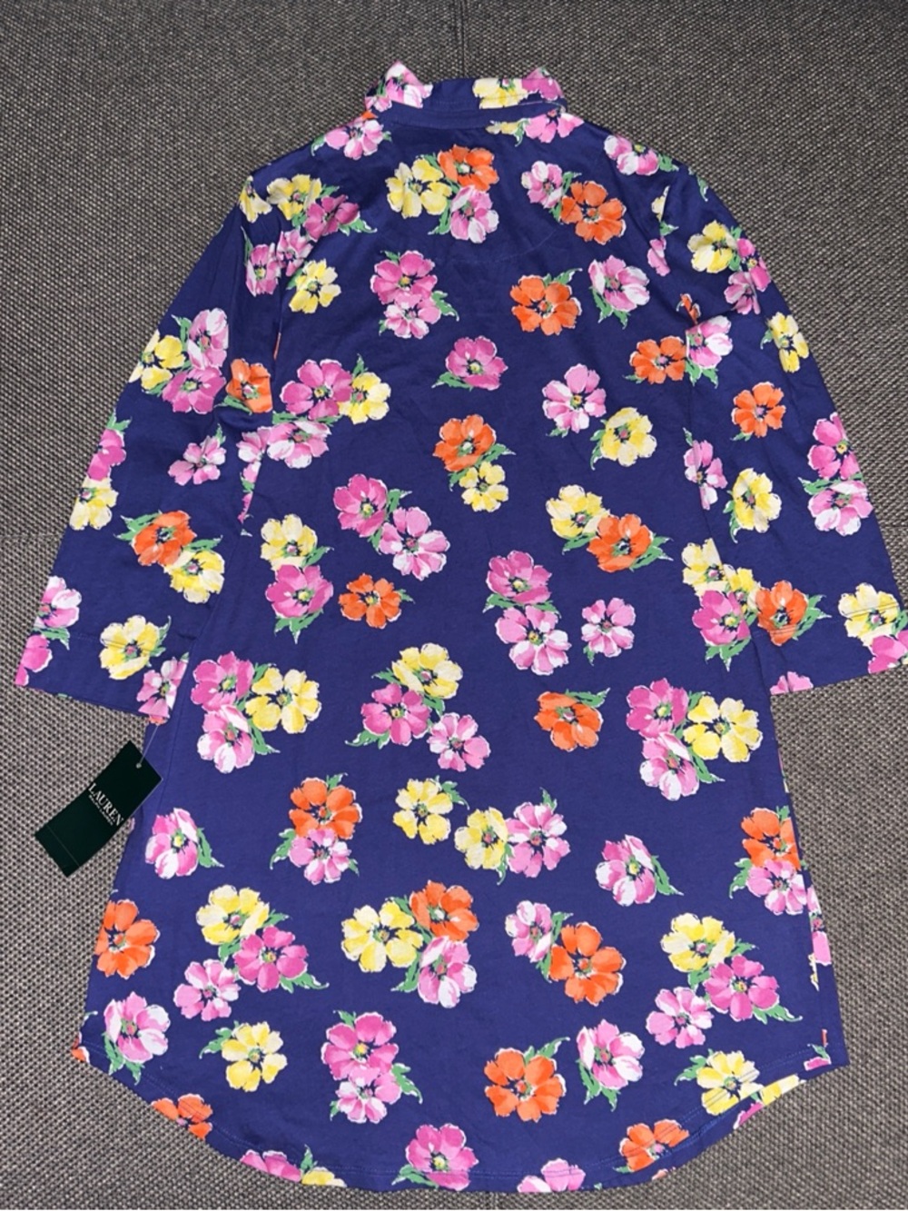 Ralph Lauren Navy Floral Button-Down Shirt Dress - Picture 5 of 6